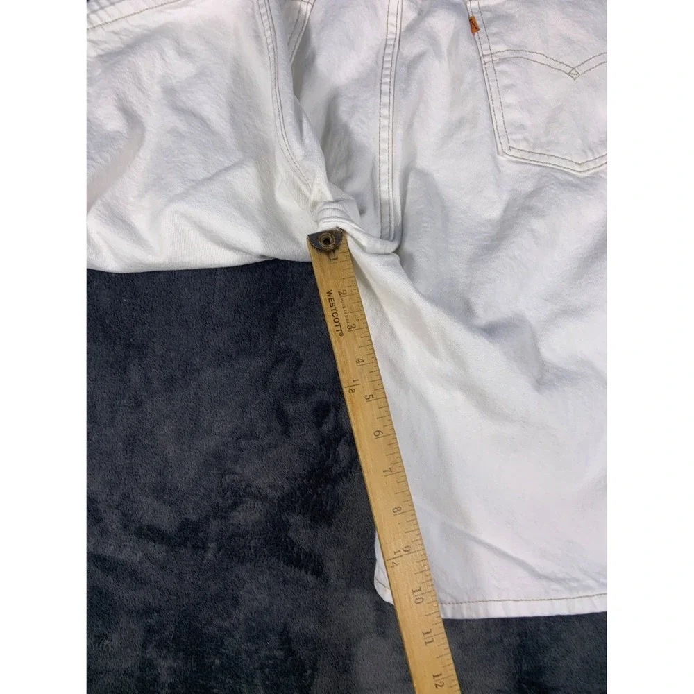 Vintage Levi's Orange Tab White Denim Shorts Men's Relaxed Fit 90s EU 35